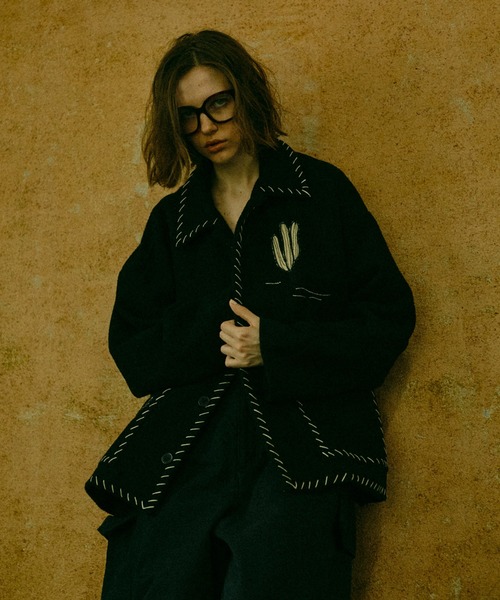 Rouge vif la cle(ルージュヴィフラクレ)の「【Le Melange/ル・メランジュ】パッチワーク刺繍ステンカラー / メキシカン ジャケット(その他アウター・レディース・ブラック・フリー)」の6枚目の写真