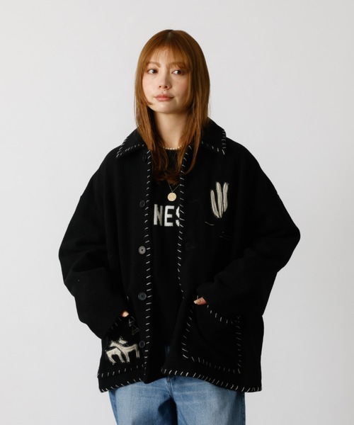 Rouge vif la cle(ルージュヴィフラクレ)の「【Le Melange/ル・メランジュ】パッチワーク刺繍ステンカラー / メキシカン ジャケット(その他アウター・レディース・ブラック・フリー)」の10枚目の写真