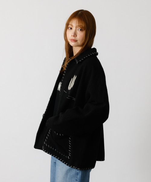 Rouge vif la cle(ルージュヴィフラクレ)の「【Le Melange/ル・メランジュ】パッチワーク刺繍ステンカラー / メキシカン ジャケット(その他アウター・レディース・ブラック・フリー)」の12枚目の写真