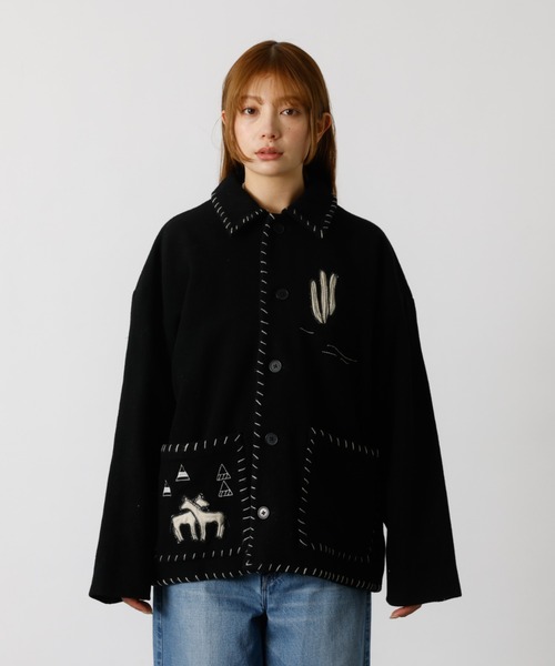 Rouge vif la cle(ルージュヴィフラクレ)の「【Le Melange/ル・メランジュ】パッチワーク刺繍ステンカラー / メキシカン ジャケット(その他アウター・レディース・ブラック・フリー)」の16枚目の写真