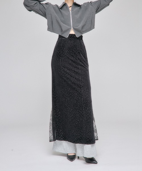 Nora Lily elle(ノラリリーエル)の「【Nora Lily】「elle」A line Gore Skirt(スカート・メンズ・アイボリー/ブラック系その他/ブラック/ダークグレー・FREE)」の3枚目の写真