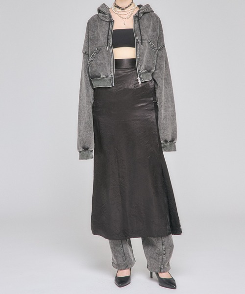 Nora Lily elle(ノラリリーエル)の「【Nora Lily】「elle」A line Gore Skirt(スカート・メンズ・アイボリー/ブラック系その他/ブラック/ダークグレー・FREE)」の13枚目の写真