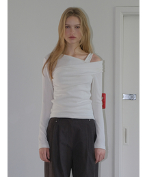 Cross-Over Drape T-Shirt, Cream