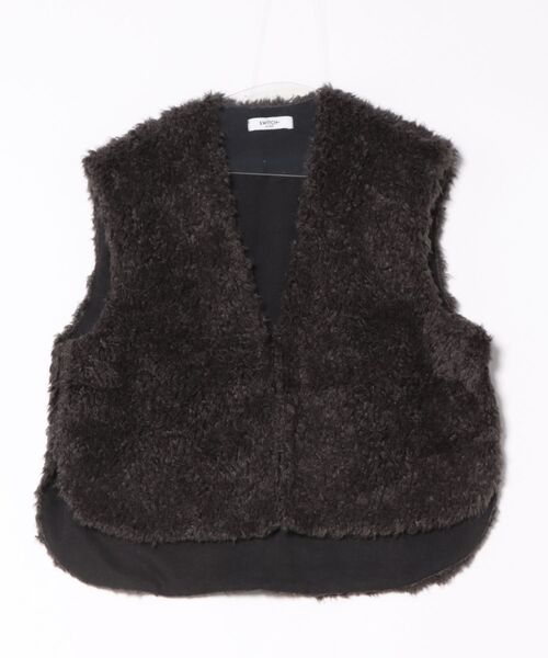 SWITCH BY ARCH(スイッチバイアーチ)の「《SWITCH by ARCH》Poodle Fur Vest プードル ファー ベスト ARM-723(ベスト・レディース・グレイッシュベージュ/チャコールグレー・FREE)」の2枚目の写真