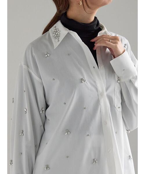 Te chichi（テチチ）の「ビジューデザインシャツ《2025winter catalog item》（シャツ/ブラウス・レディース・オフホワイト/サックスブルー・F）」の2枚目の写真