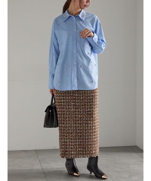 Te chichi（テチチ）の「ビジューデザインシャツ《2025winter catalog item》（シャツ/ブラウス・レディース・オフホワイト/サックスブルー・F）」の4枚目の写真