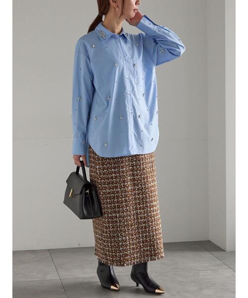 Te chichi（テチチ）の「ビジューデザインシャツ《2025winter catalog item》（シャツ/ブラウス・レディース・オフホワイト/サックスブルー・F）」の5枚目の写真