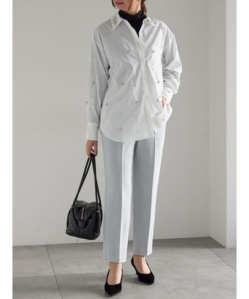 Te chichi（テチチ）の「ビジューデザインシャツ《2025winter catalog item》（シャツ/ブラウス・レディース・オフホワイト/サックスブルー・F）」の7枚目の写真