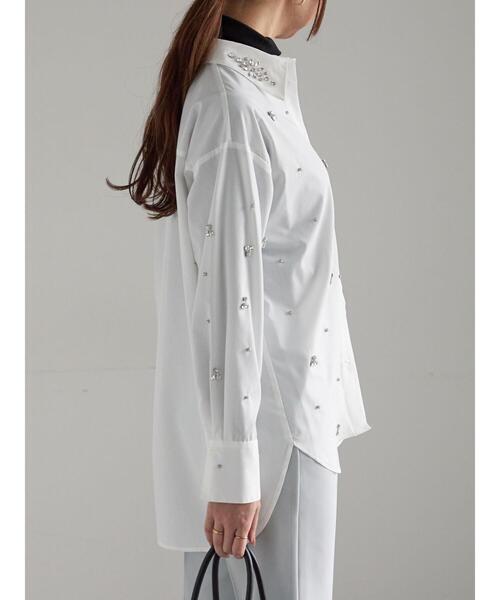 Te chichi（テチチ）の「ビジューデザインシャツ《2025winter catalog item》（シャツ/ブラウス・レディース・オフホワイト/サックスブルー・F）」の9枚目の写真