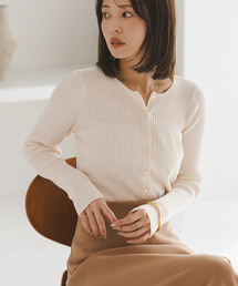 CO/SILK リブカーディガン