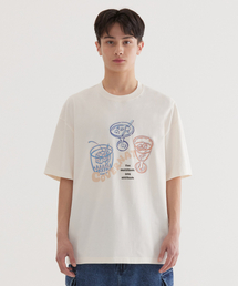 クールコットンキッチカクテルグラフィックTシャツアイボリー