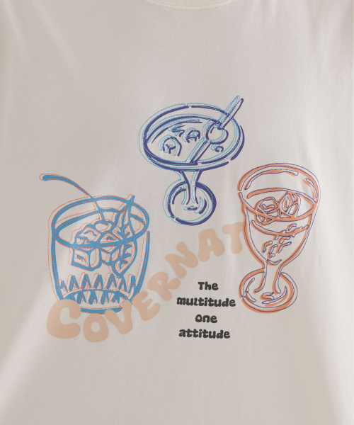 COVERNAT(カバーナット)の「クールコットンキッチカクテルグラフィックTシャツアイボリー(Tシャツ/カットソー・レディース・その他・X-SMALL/SMALL/MEDIUM/LARGE/X-LARGE/XX-LARGE)」の7枚目の写真