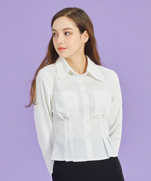 KOLEAT（コレット）の「WOMEN ミディクロップスリム長袖シャツ [WHITE] クロップティ長袖 MD（シャツ/ブラウス・レディース・その他・FREE）」の5枚目の写真