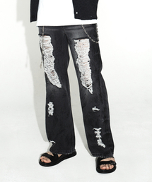 ULKIN（ウルキン）の「[ランウェイ] デストロイドダーティウォッシュデニムパンツ_ブラック（デニムパンツ）」