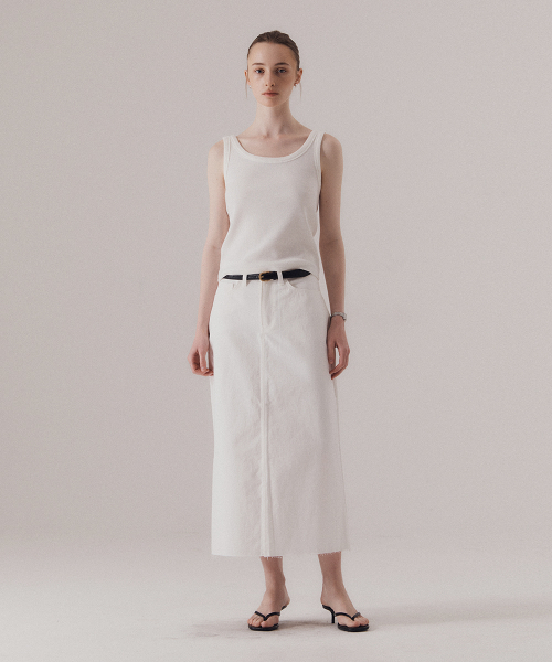 SILN(シルン)の「Frayed hem cotton skirt (WHITE)(スカート・レディース・その他・SMALL)」の1枚目の写真