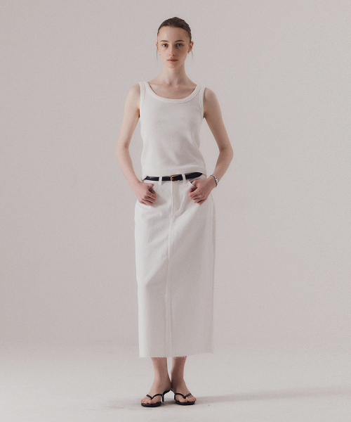 SILN(シルン)の「Frayed hem cotton skirt (WHITE)(スカート・レディース・その他・SMALL)」の2枚目の写真