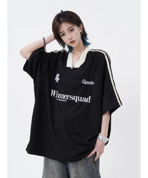 Ritzy（リッツィー）の「肩ライン  オーバーサイズ  Tシャツ（Tシャツ/カットソー・レディース・ブラック/レッド・M/L）」の3枚目の写真