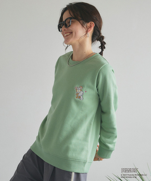 PEANUTS(ピーナッツ)の「【PEANUTS/ピーナッツ】SNOOPY and Teddy Bear刺繍デザイン裏起毛スウェットトレーナー(ニット/セーター・レディース・グリーン系その他/ネイビー/パープル・M/L/LL/3L)」の4枚目の写真