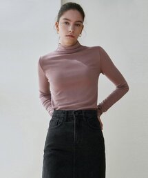 [ESSENTIAL] High Neck Slim Top_Pink Violet