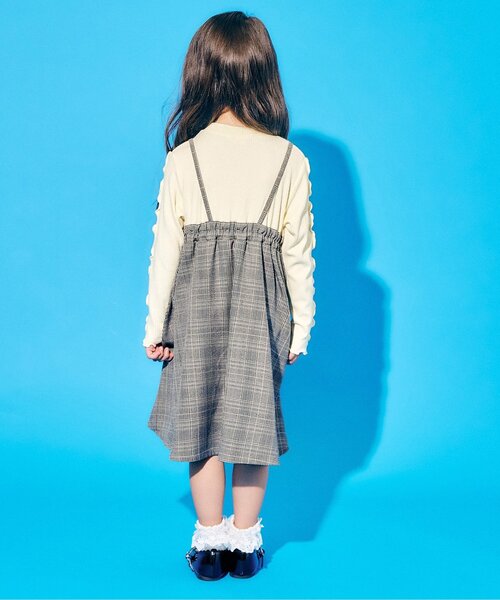 Seraph（セラフ）の「ドッキングリボンワンピース_ジュニア対応（ワンピース・キッズ・チェック/インディゴブルー/オフホワイト・80/90/100/110/120/130/140）」の5枚目の写真