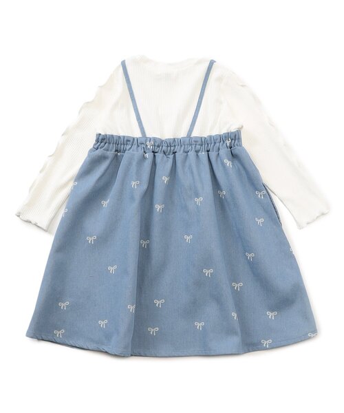 Seraph（セラフ）の「ドッキングリボンワンピース_ジュニア対応（ワンピース・キッズ・チェック/インディゴブルー/オフホワイト・80/90/100/110/120/130/140）」の12枚目の写真