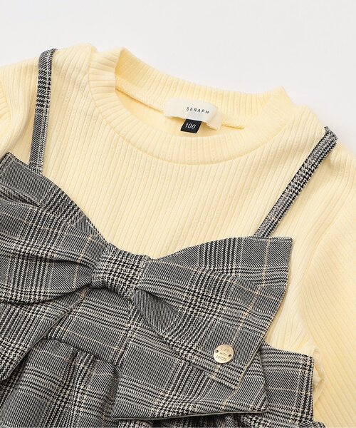 Seraph（セラフ）の「ドッキングリボンワンピース_ジュニア対応（ワンピース・キッズ・チェック/インディゴブルー/オフホワイト・80/90/100/110/120/130/140）」の14枚目の写真