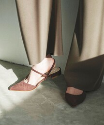 quaranciel: ポインテッド スリングバック フラット パンプス