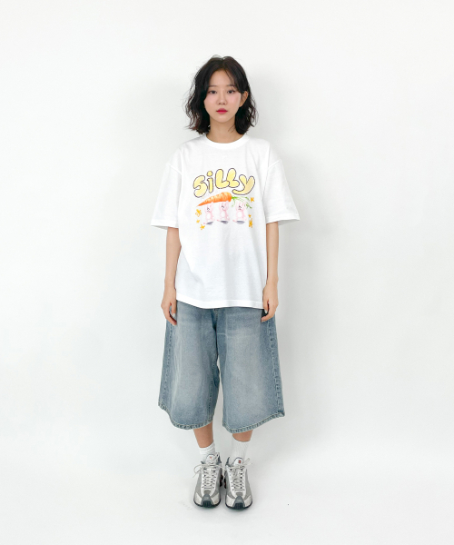 TEESSERT（ティーザート）の「シリラビット 綿 半袖Tシャツ [ホワイト]（Tシャツ/カットソー・レディース・ホワイト・SMALL/MEDIUM/LARGE/X-LARGE）」の3枚目の写真