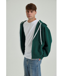 SELFISHAFFECTION（セルフィッシュ アフェクション）の「Contrast Color Oversized Zip-Up Hoodie (Green)（パーカー）」