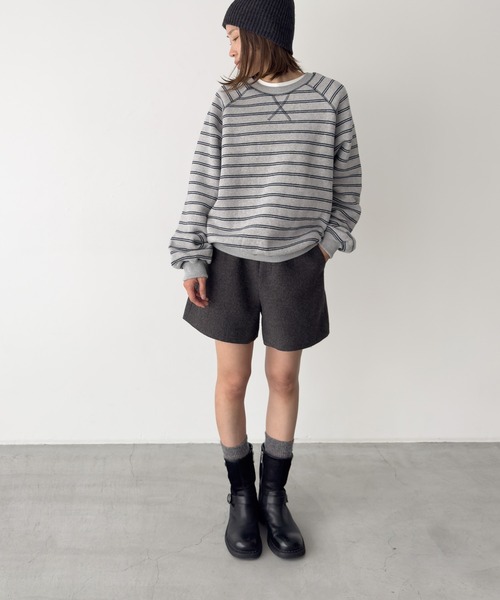 CANAL JEAN（キャナルジーン）の「El mar　ラグランボーダートレーナー（スウェット・レディース・グレー/ブルー・ONE SIZE）」の8枚目の写真