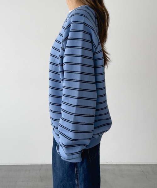 CANAL JEAN（キャナルジーン）の「El mar　ラグランボーダートレーナー（スウェット・レディース・グレー/ブルー・ONE SIZE）」の10枚目の写真