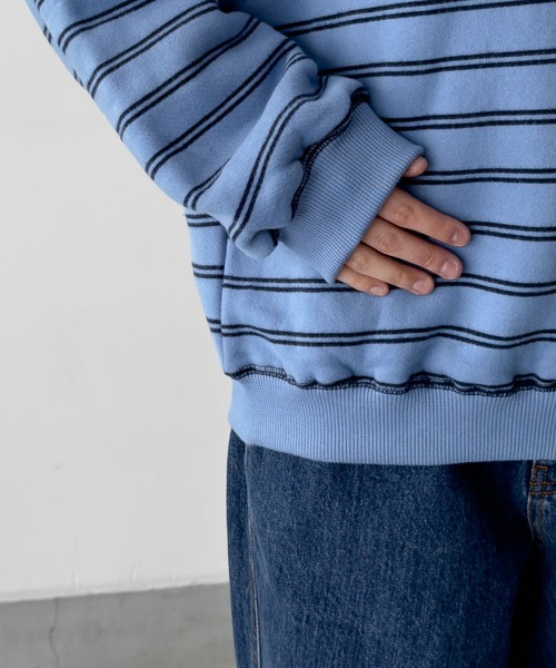 CANAL JEAN（キャナルジーン）の「El mar　ラグランボーダートレーナー（スウェット・レディース・グレー/ブルー・ONE SIZE）」の13枚目の写真