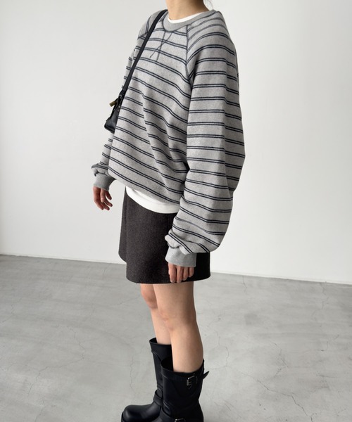 CANAL JEAN（キャナルジーン）の「El mar　ラグランボーダートレーナー（スウェット・レディース・グレー/ブルー・ONE SIZE）」の12枚目の写真