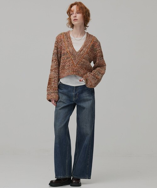 PUBLIC TOKYO(パブリックトウキョウ)の「ミックスカラーVネックニット(ニット/セーター・レディース・キャメル/ブルー・FREE)」の22枚目の写真