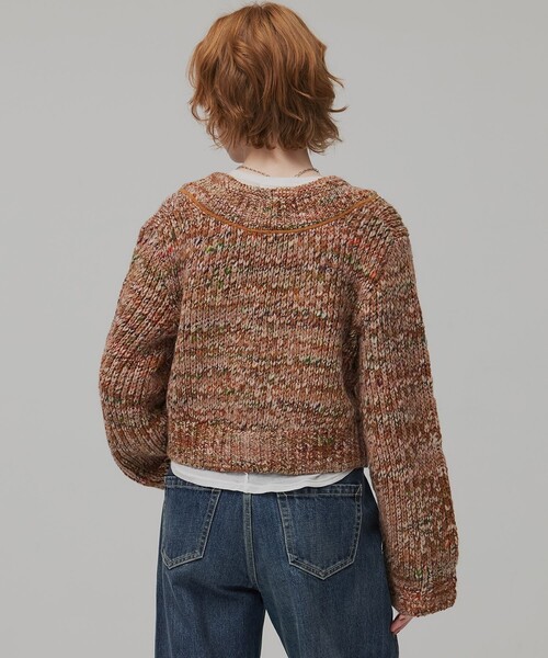 PUBLIC TOKYO(パブリックトウキョウ)の「ミックスカラーVネックニット(ニット/セーター・レディース・キャメル/ブルー・FREE)」の3枚目の写真