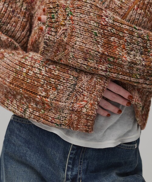 PUBLIC TOKYO(パブリックトウキョウ)の「ミックスカラーVネックニット(ニット/セーター・レディース・キャメル/ブルー・FREE)」の12枚目の写真