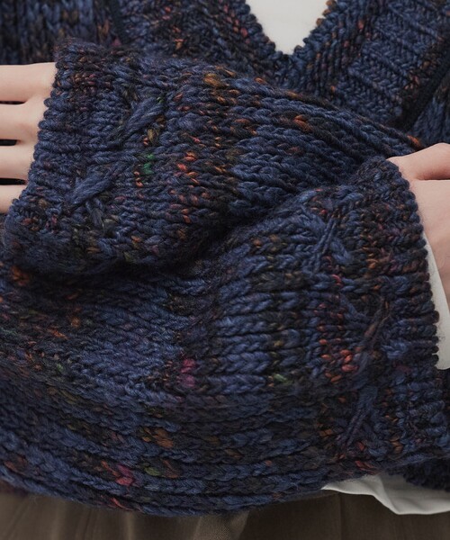 PUBLIC TOKYO(パブリックトウキョウ)の「ミックスカラーVネックニット(ニット/セーター・レディース・キャメル/ブルー・FREE)」の16枚目の写真