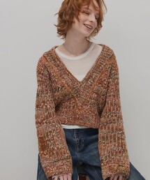 PUBLIC TOKYO | ミックスカラーVネックニット(ニット/セーター)