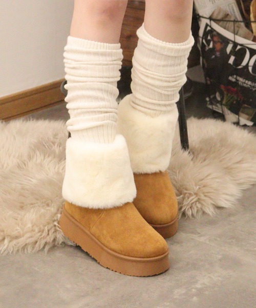 Dedes(デデス)の「Dedes 厚底 ファーカバーブーツ(ブーツ・レディース・ベージュ/ブラウン/ブラック・42/40/36/34/38/44)」の3枚目の写真