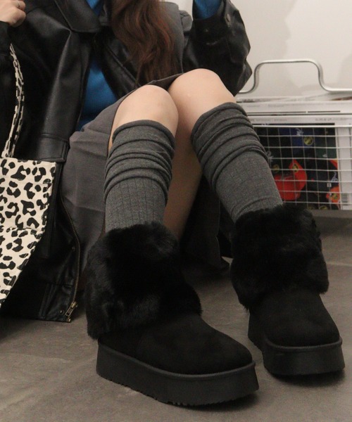 Dedes(デデス)の「Dedes 厚底 ファーカバーブーツ(ブーツ・レディース・ベージュ/ブラウン/ブラック・42/40/36/34/38/44)」の4枚目の写真