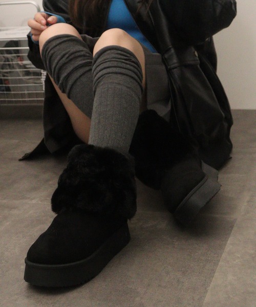 Dedes(デデス)の「Dedes 厚底 ファーカバーブーツ(ブーツ・レディース・ベージュ/ブラウン/ブラック・42/40/36/34/38/44)」の6枚目の写真