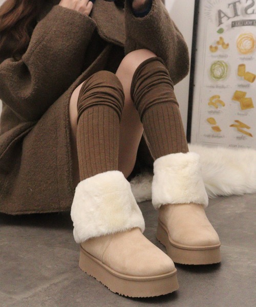 Dedes(デデス)の「Dedes 厚底 ファーカバーブーツ(ブーツ・レディース・ベージュ/ブラウン/ブラック・42/40/36/34/38/44)」の11枚目の写真