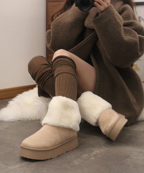 Dedes(デデス)の「Dedes 厚底 ファーカバーブーツ(ブーツ・レディース・ベージュ/ブラウン/ブラック・42/40/36/34/38/44)」の12枚目の写真