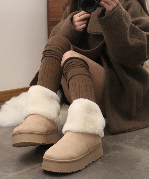 Dedes(デデス)の「Dedes 厚底 ファーカバーブーツ(ブーツ・レディース・ベージュ/ブラウン/ブラック・42/40/36/34/38/44)」の13枚目の写真