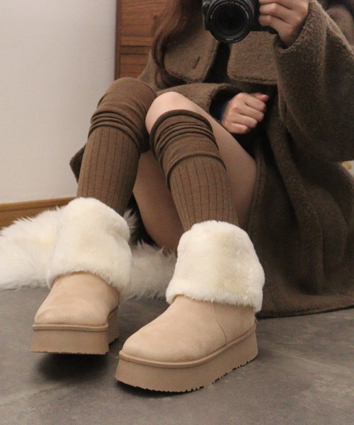 Dedes(デデス)の「Dedes 厚底 ファーカバーブーツ(ブーツ・レディース・ベージュ/ブラウン/ブラック・42/40/36/34/38/44)」の14枚目の写真