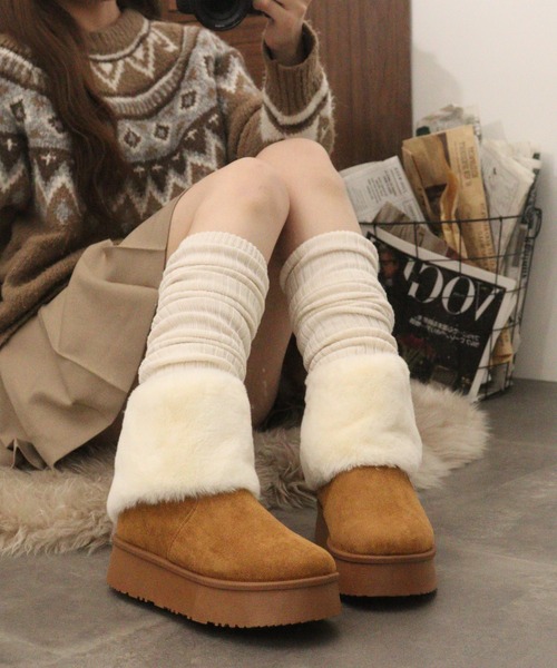 Dedes(デデス)の「Dedes 厚底 ファーカバーブーツ(ブーツ・レディース・ベージュ/ブラウン/ブラック・42/40/36/34/38/44)」の7枚目の写真