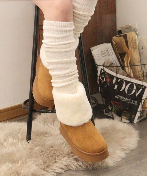 Dedes(デデス)の「Dedes 厚底 ファーカバーブーツ(ブーツ・レディース・ベージュ/ブラウン/ブラック・42/40/36/34/38/44)」の8枚目の写真