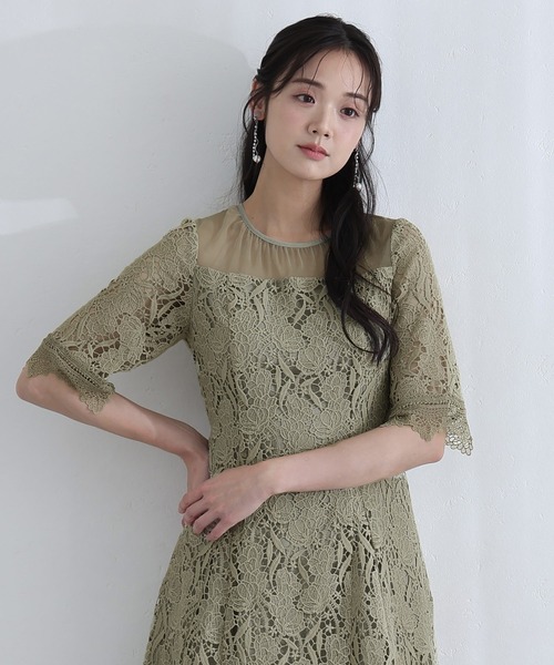 PourVous(プールヴー)の「ロング&七分袖 フォーマル ケミカル レース ドレスセレモニー 結婚式 二次会 パーティー ドレス オケージョンドレス お呼ばれ 同窓会 成人式 (ドレス・レディース・グリーン/ブルー/ブラック・M/L)」の3枚目の写真