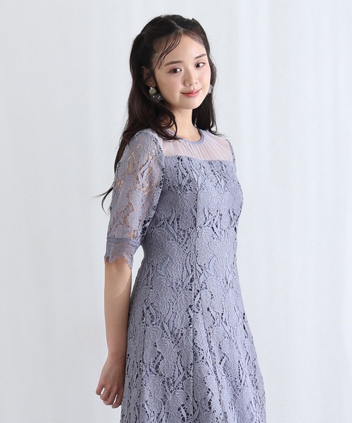 PourVous(プールヴー)の「ロング&七分袖 フォーマル ケミカル レース ドレスセレモニー 結婚式 二次会 パーティー ドレス オケージョンドレス お呼ばれ 同窓会 成人式 (ドレス・レディース・グリーン/ブルー/ブラック・M/L)」の9枚目の写真