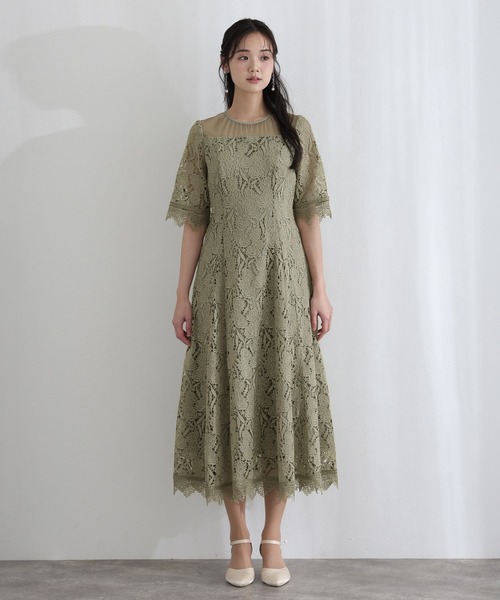 PourVous(プールヴー)の「ロング&七分袖 フォーマル ケミカル レース ドレスセレモニー 結婚式 二次会 パーティー ドレス オケージョンドレス お呼ばれ 同窓会 成人式 (ドレス・レディース・グリーン/ブルー/ブラック・M/L)」の12枚目の写真
